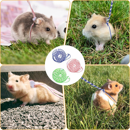 3 Pack Adjustable Hamster Leash Harness for Ferret Mouse Squirrel Small Animal