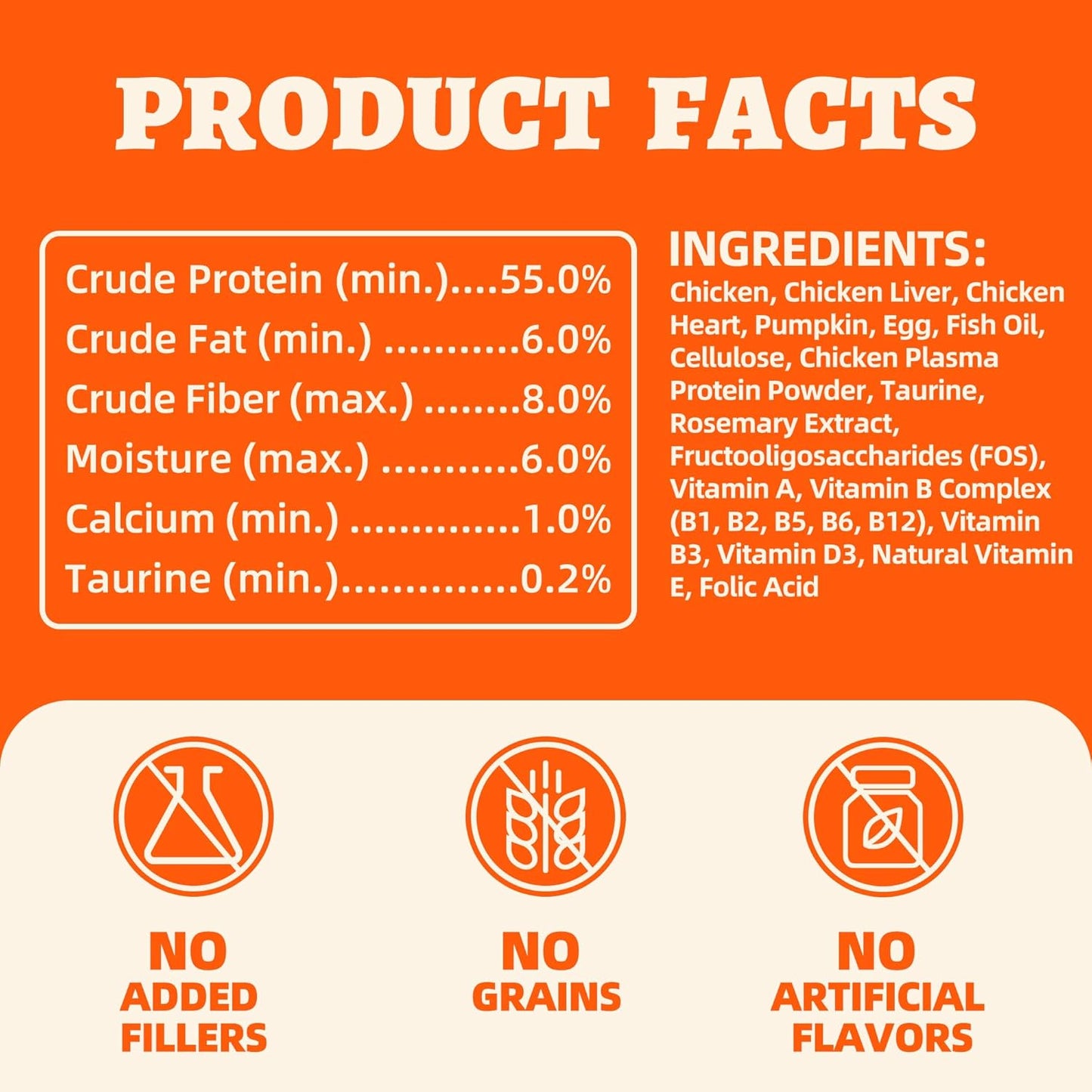 Wellix Chicken & Pumpkin Raw Treat – Freeze Dried Chicken Snacks, Pet Food Topper, Grain Free, Crunchy Cat Treats for Indoor Cats - for Small, Medium & Large Cats & Dogs