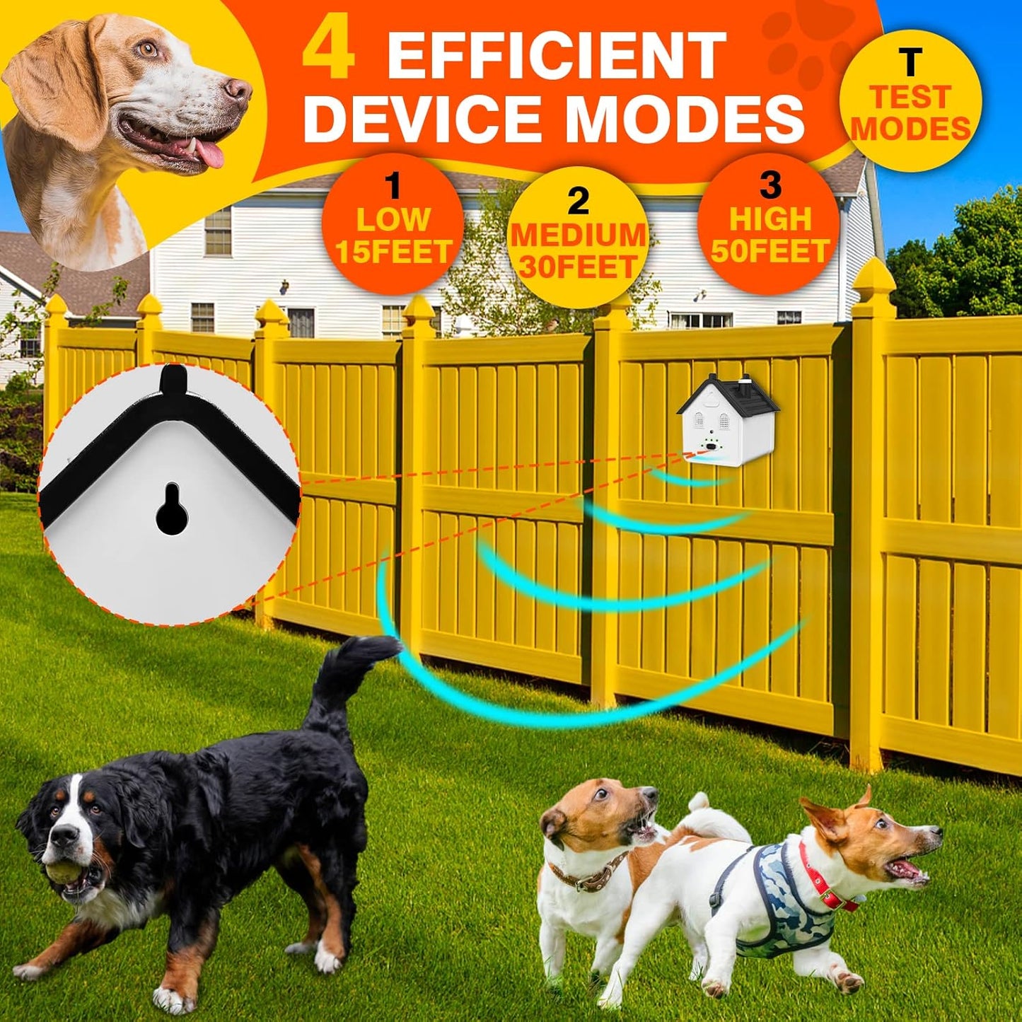 Anti Barking Device for Dogs, Ultrasonic Dog Bark Deterrent Devices Safe for Dogs, Dog Barking Control Devices Up to 50 Ft Range Dog Training & Behavior Aids, Anti Barking Device for Dogs Indoor