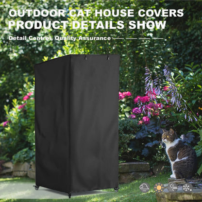 Outdoor Cat House Cover,Large Catio Cat Enclosures Dust Protection Cover, 600D heavy-duty waterproof tarpaulin , 100% Waterproof, 24.5"L x 23.4"W x 62.8"H ,Black