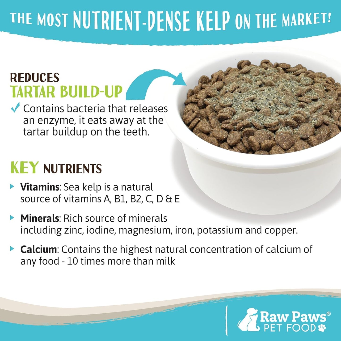 Raw Paws Organic Kelp Powder for Dogs & Cats (8-Ounce) - Supports Thyroid, Digestive & Immune Health - Dried Sea Kelp for Dogs - Seaweed Powder Supplement