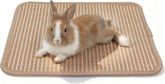1PCS Rabbit Scratching Pad, 15.75x11.81 Inch Natural Sisal Bunny Scratch Pad, Rabbit Mat Claws and Teeth Care for Pet Small Animal Cage Chewing Bedding Biting Sleeping Nesting Toys (Brown)