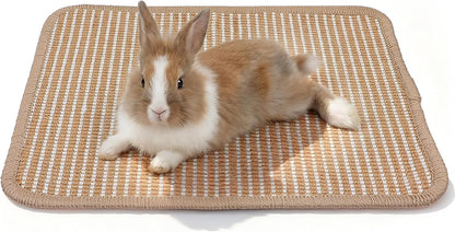 1PCS Rabbit Scratching Pad, 15.75x11.81 Inch Natural Sisal Bunny Scratch Pad, Rabbit Mat Claws and Teeth Care for Pet Small Animal Cage Chewing Bedding Biting Sleeping Nesting Toys (Brown)