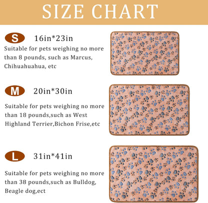 1 Pack 3 Blankets Super Soft Fluffy Premium Fleece Pet Blanket Flannel Paw Printed Throw for Dog Puppy Cat (Small 23x16'', Brown, Pink, White)