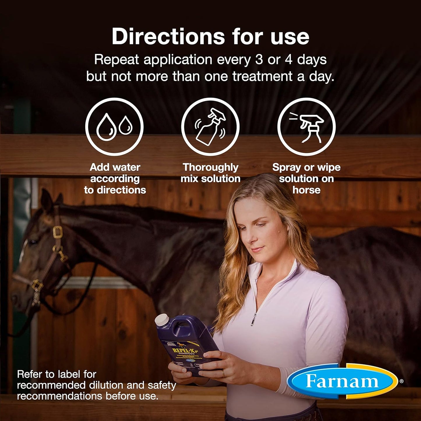 Farnam Repel-X pe Concentrated Fly Spray for Horses, Just Add Water 16 Ounces