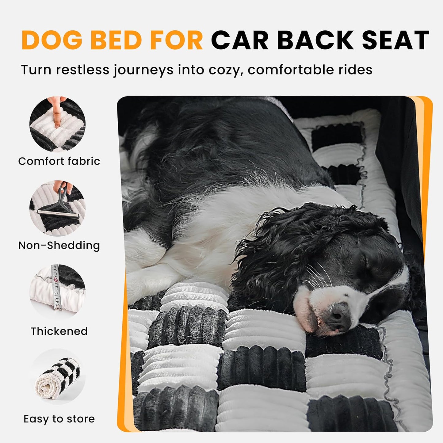 Backseat Dog Bed Mat for Car, Non-Slip Dog Bed for Car Back Seat, Soft & Cozy Dogs Blanket, Washable Travel Pet Mat Seat Protector for Cars, SUVs, Trucks