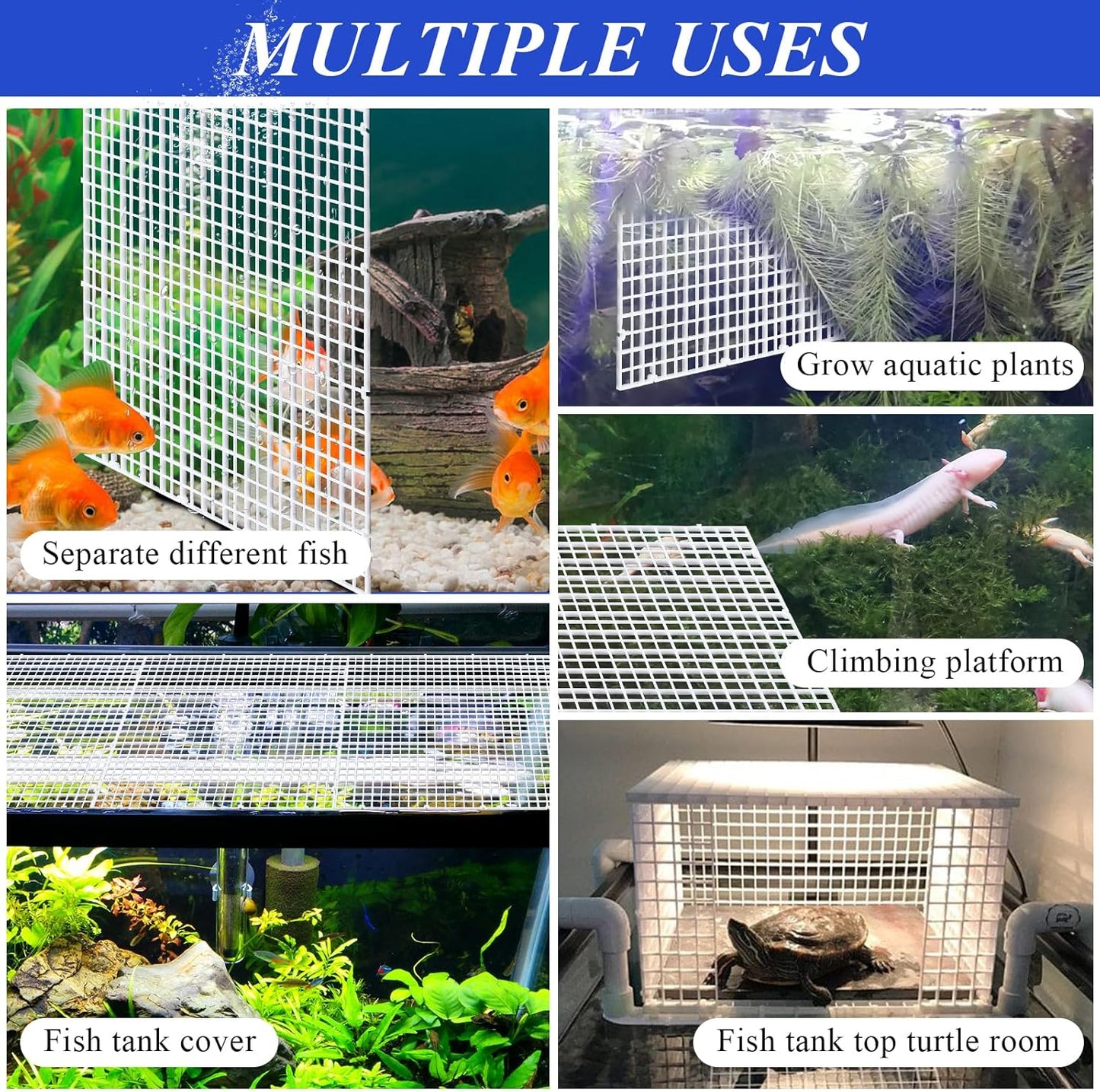 8 Pcs Aquarium Fish Tank Divider, Plastic Egg Crate, Aquarium Filter Bottom Tray, Fish Tank Isolation Board, Fish Tank Separator with 10 Pcs Suction Cups, 11.8 × 11.8 in