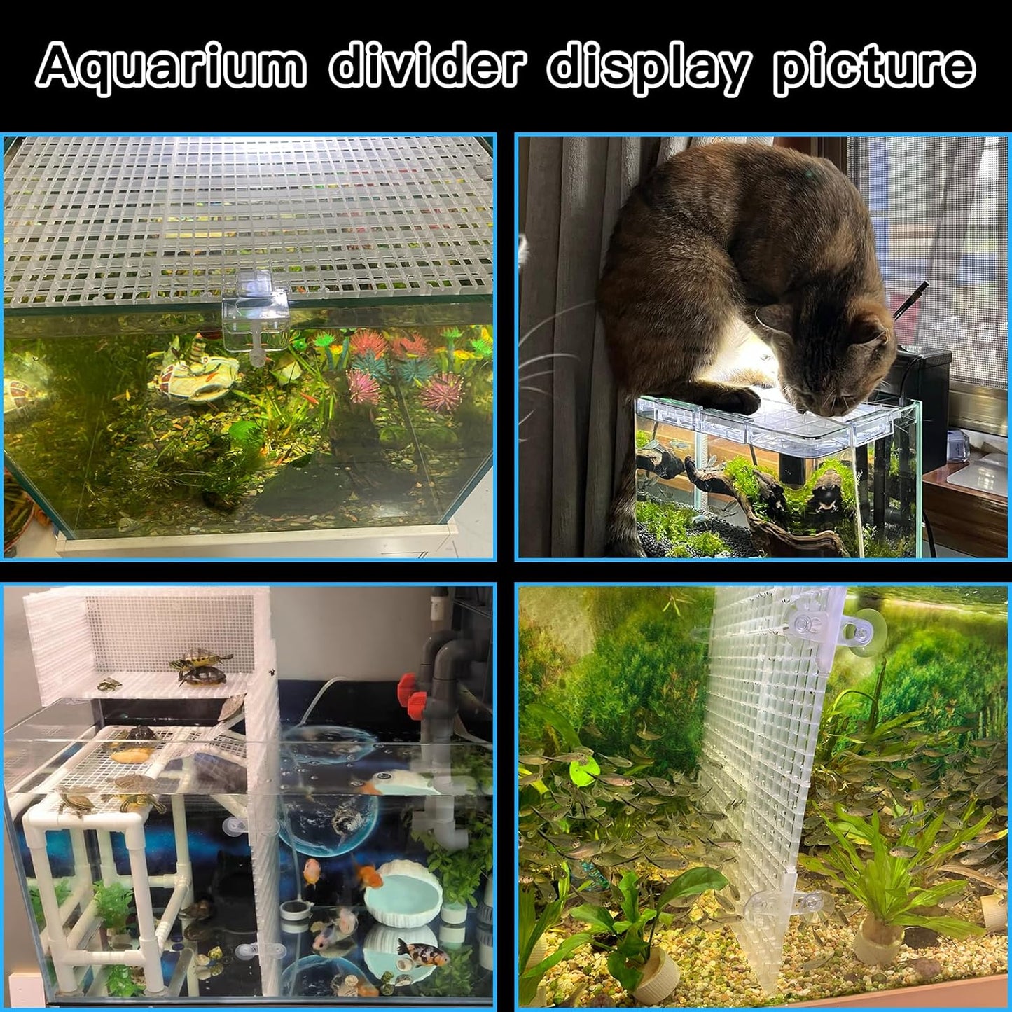 Adjustable Aquarium Fish Tank Divider Filter Bottom Plastic Grid Fish Tank Isolation Board Egg Crate Tray(White, 2pcs 11.8X11.8Inch with 0.35Inch Hole)