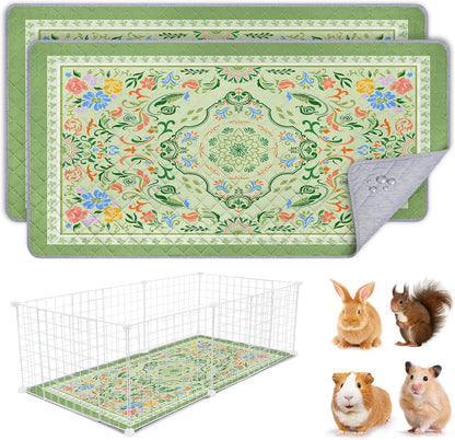 2 Pack Guinea Pig Bedding, Washable Guinea Pig Cage Liner Reusable Guinea Pig Mat Waterproof Guinea Pig Bedding for Cage, Super Absorbant Guinea Pig Pee Pads for Small Animals Hamster Rabbit Squirrel