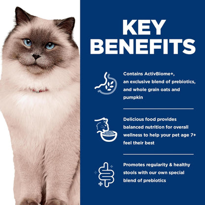 Hill's Science Diet Perfect Digestion, Senior Adult 7+, Digestive Support, Dry Cat Food, Chicken, Barley, & Whole Oats, 3.5 lb Bag