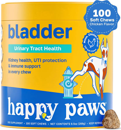 The Bladder Buddy Pack – Urinary Tract, Digestive & Immune Support for Dogs – with Cranberry, Mushrooms, Probiotics, & Pumpkin – Vegan Soft Chews, Non GMO, Natural Formula