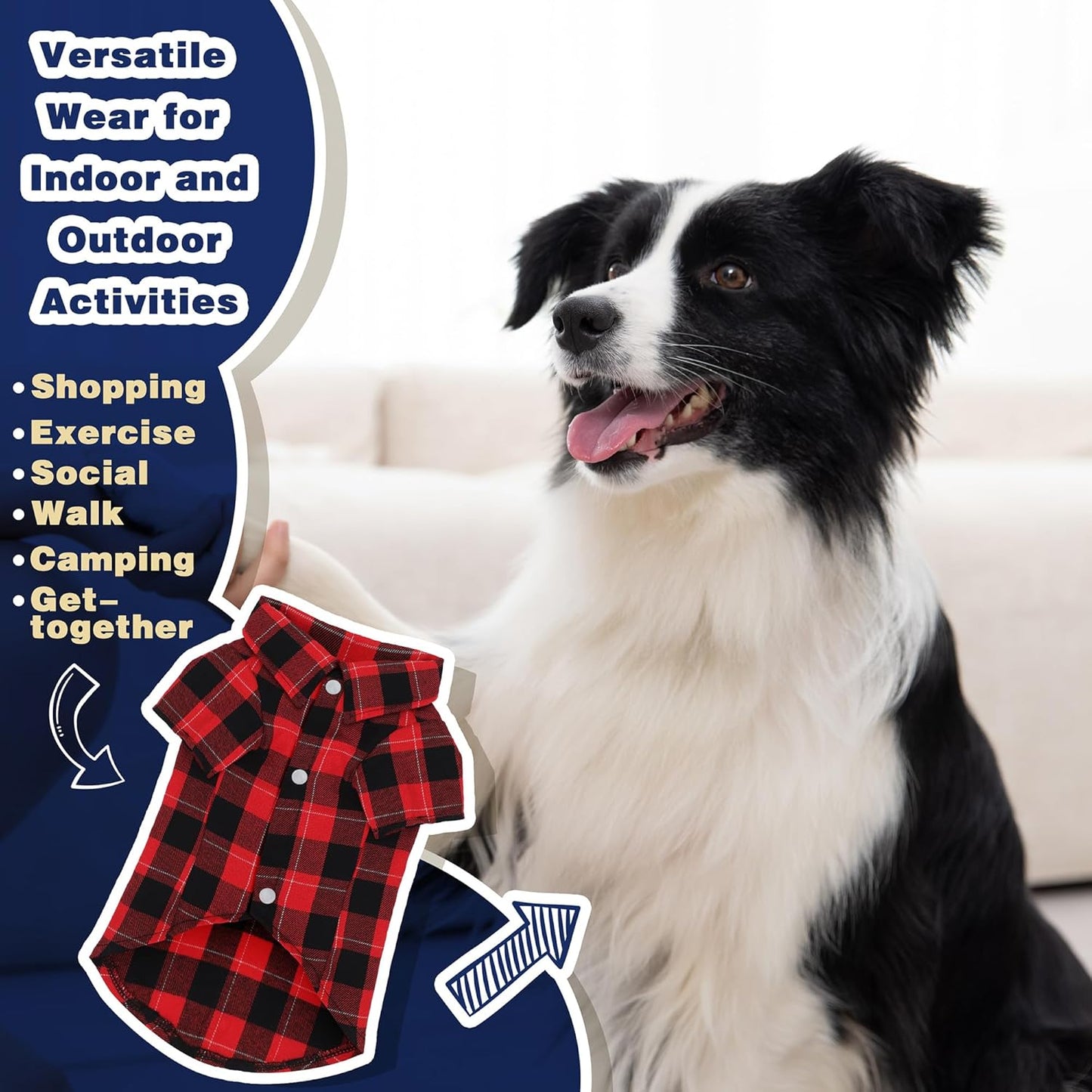 Paiaite Plaid Dog Shirt: Classic Checkered Style in Pure Cotton for Large, Medium, and Small Breeds, Comfort, Breathability, and Elegance. Perfect for Everyday Wear, and Photoshoots Red M