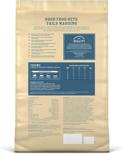 Amazon Brand – Wag Small Breed Dry Dog Food, Chicken and Brown Rice, 15 lb Bag