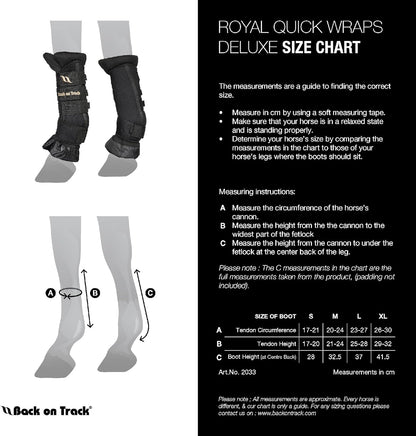 Back on Track Royal Quick Wraps Deluxe for Horses 2033 with Welltex Technology, Sold in Pairs, Black, Large (16")