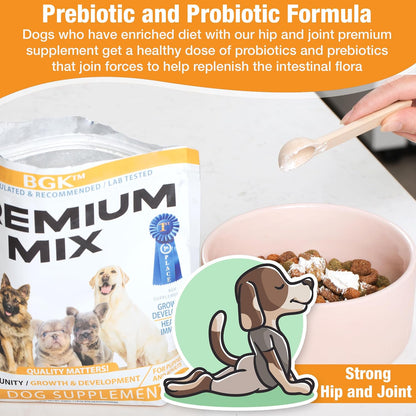 BGK Premium Mix Dog Multivitamin Powder (All Ages & Breeds) - 100% Organic Dog Supplements for Growth & Development - Multivitamin for Dogs Pre & Probiotics with Wild Fish Oil - Dog Health Booster