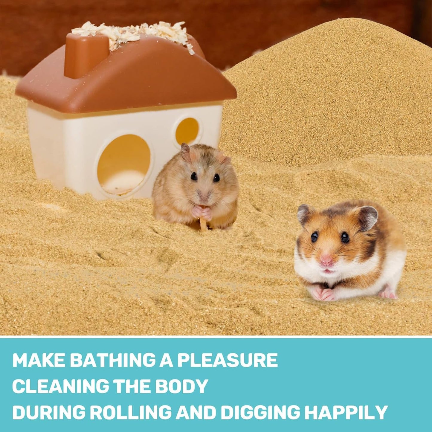 Sukh Hamster Desert Sand 15OZ - Fine Sand Bath for Reptile Hermit Crab Dwarf Hamster Chinchilla Gerbil Turtle as Zoo Med Repti Sand Substrate Hamster Bedding Cleaning Supplies Odor Control Hides Dig