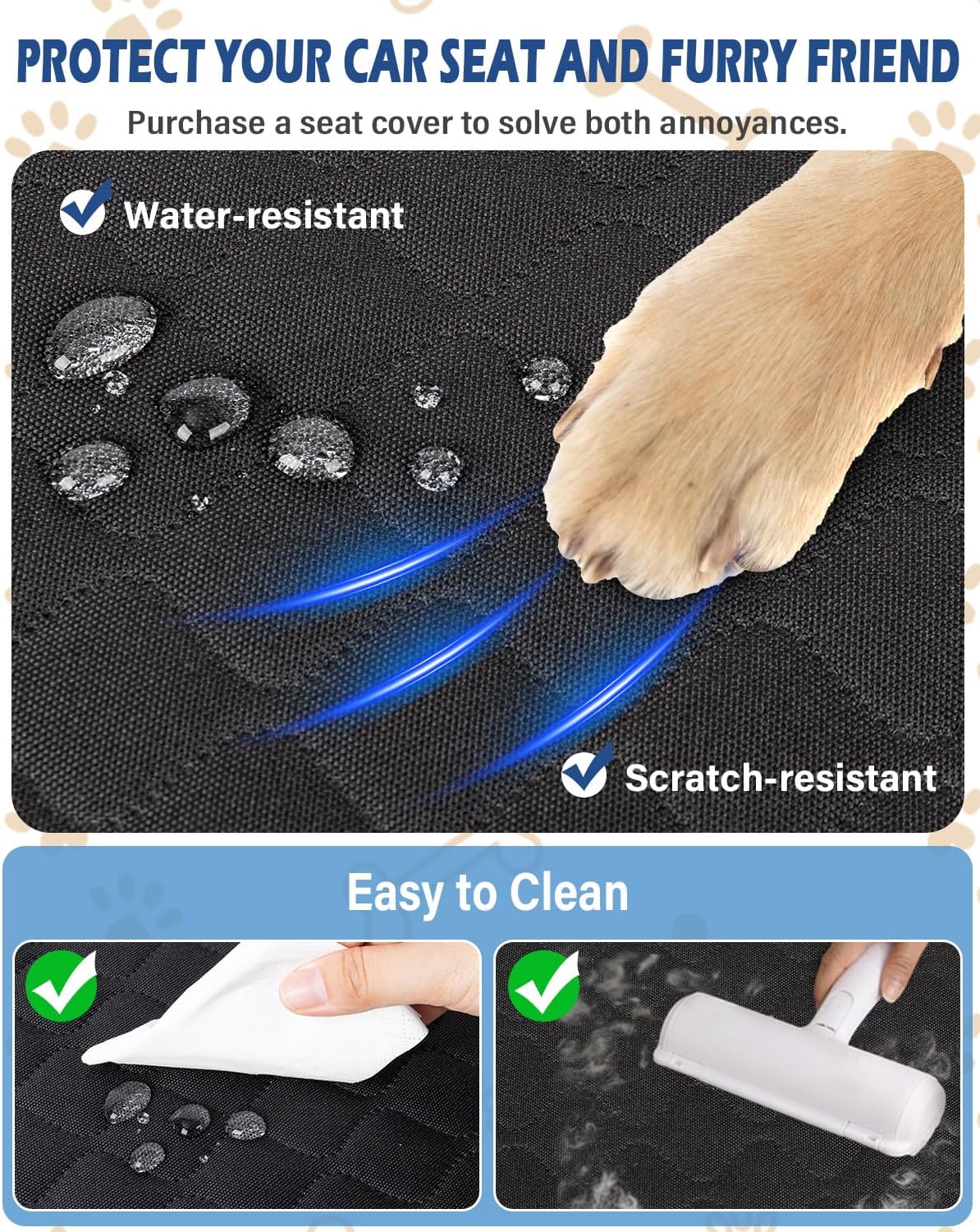 Toffos Dog Car Seat, Extra Stable Backseat Extender for Dogs with Hard Bottom, Waterproof and Foldable Design, Pet Car Seat with Breathable Mesh Window, Black