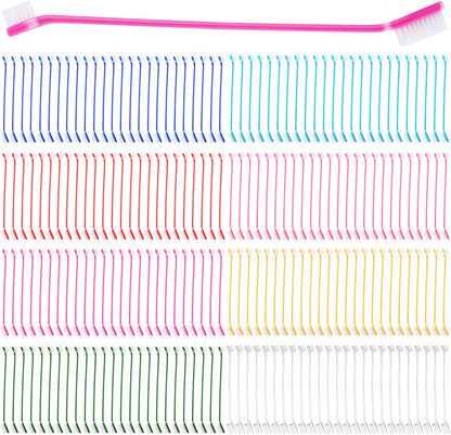 200 count Dog Toothbrush Bulk Dual Headed Dental Brushes Dogs Tooth Brushing Kit Long Handle Pet Tooth Brush for Puppy Large Small Cats and Most Pets Teeth Cleaning Dental Care Supplies, 8 Colors