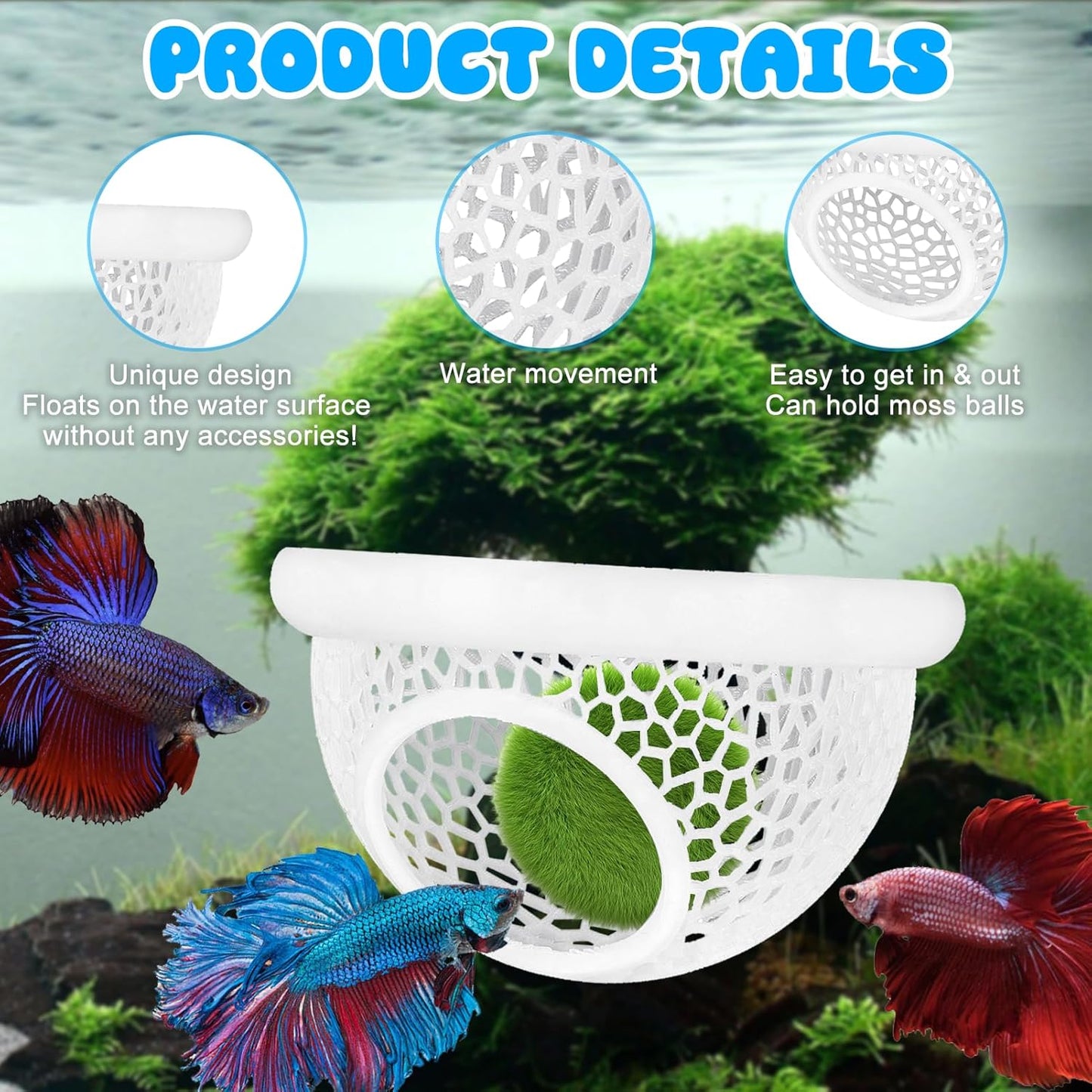 Floating Betta Hide & Shrimp Cave – All-in-One Aquarium Hammock, Feeder, and Safe Resting Spot for Stress-Free Fish Tanks