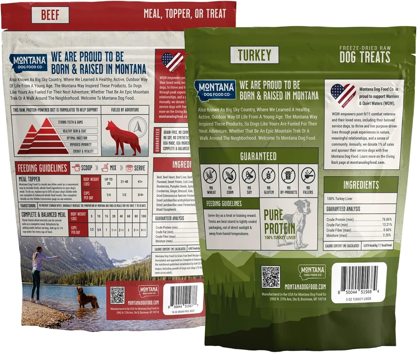 Beef Dog Food and Turkey Dog Treat Adventure Fuel Bundle - Freeze-Dried Raw Food with Single Ingredient Training Snacks