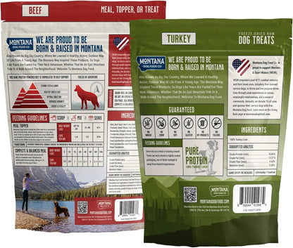 Beef Dog Food and Turkey Dog Treat Adventure Fuel Bundle - Freeze-Dried Raw Food with Single Ingredient Training Snacks