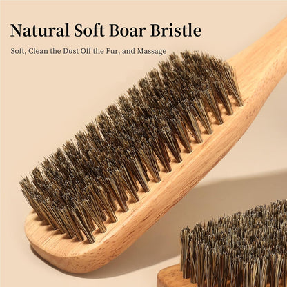 Soft Boar Bristle Dog Brush for Short Haired, Gentle Deshedding & Grooming Tool, Ideal Pet Hair Brush, Puppy Essentials for Grooming and Shedding, Small and Large