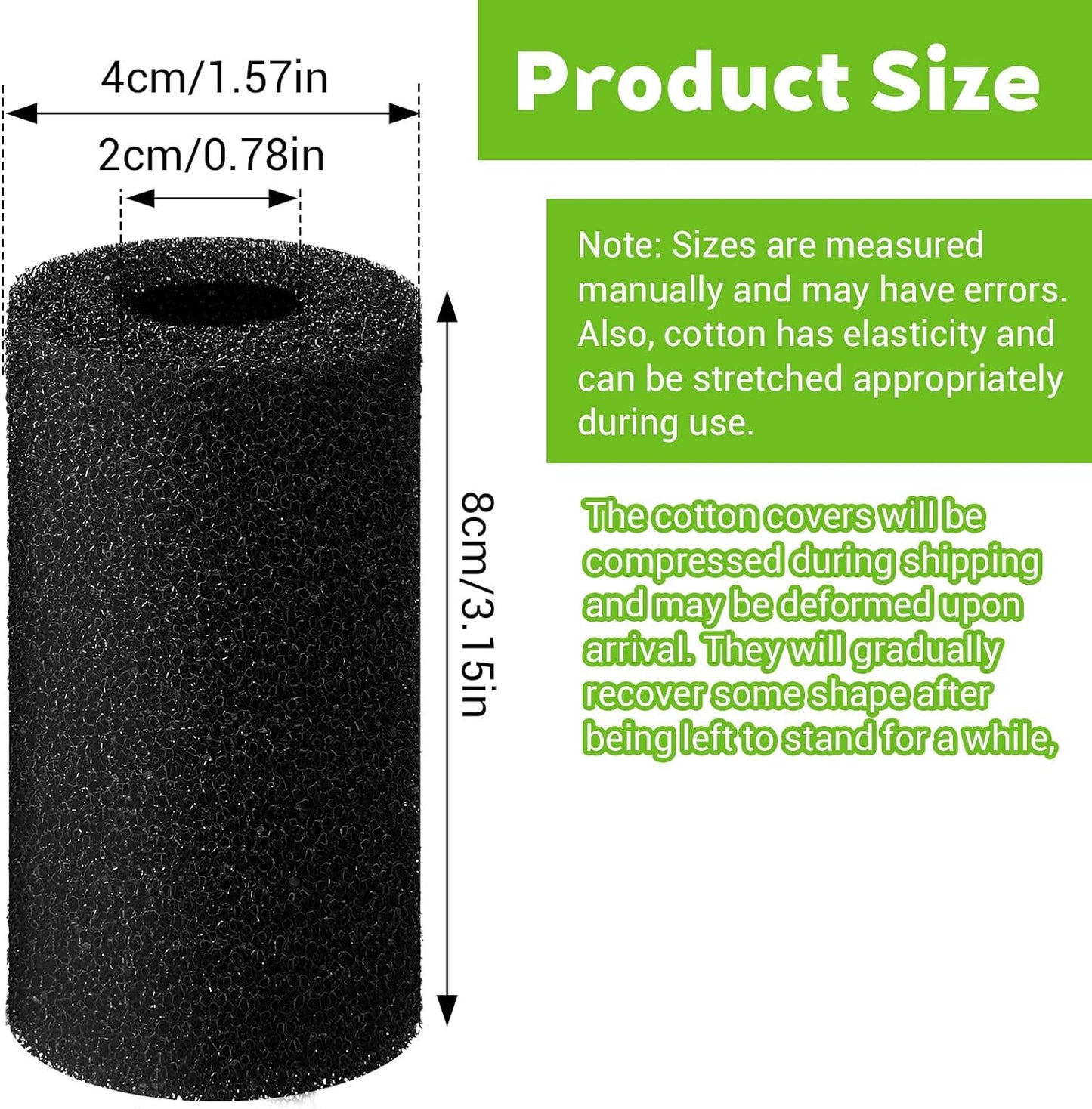 12PCS Pre Filter Sponge, Aquarium Filter Sponge 0.8" Aquarium Intake Sponges Replacement Foam Roll for Freshwater Saltwater Aquariums Fish Tank FilterAccessories