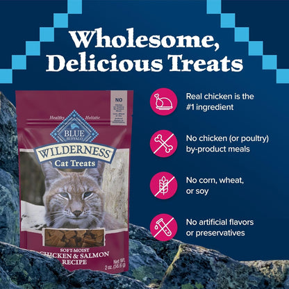 Blue Buffalo Wilderness Grain Free Soft-Moist Chicken & Salmon Cat Treats, 2-oz. Bag