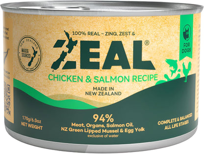 ZEAL New Zealand Wet Dog Food – High Protein, Grain-Free with Superfoods (Chicken & Salmon, 6oz Can, 12-Pack)