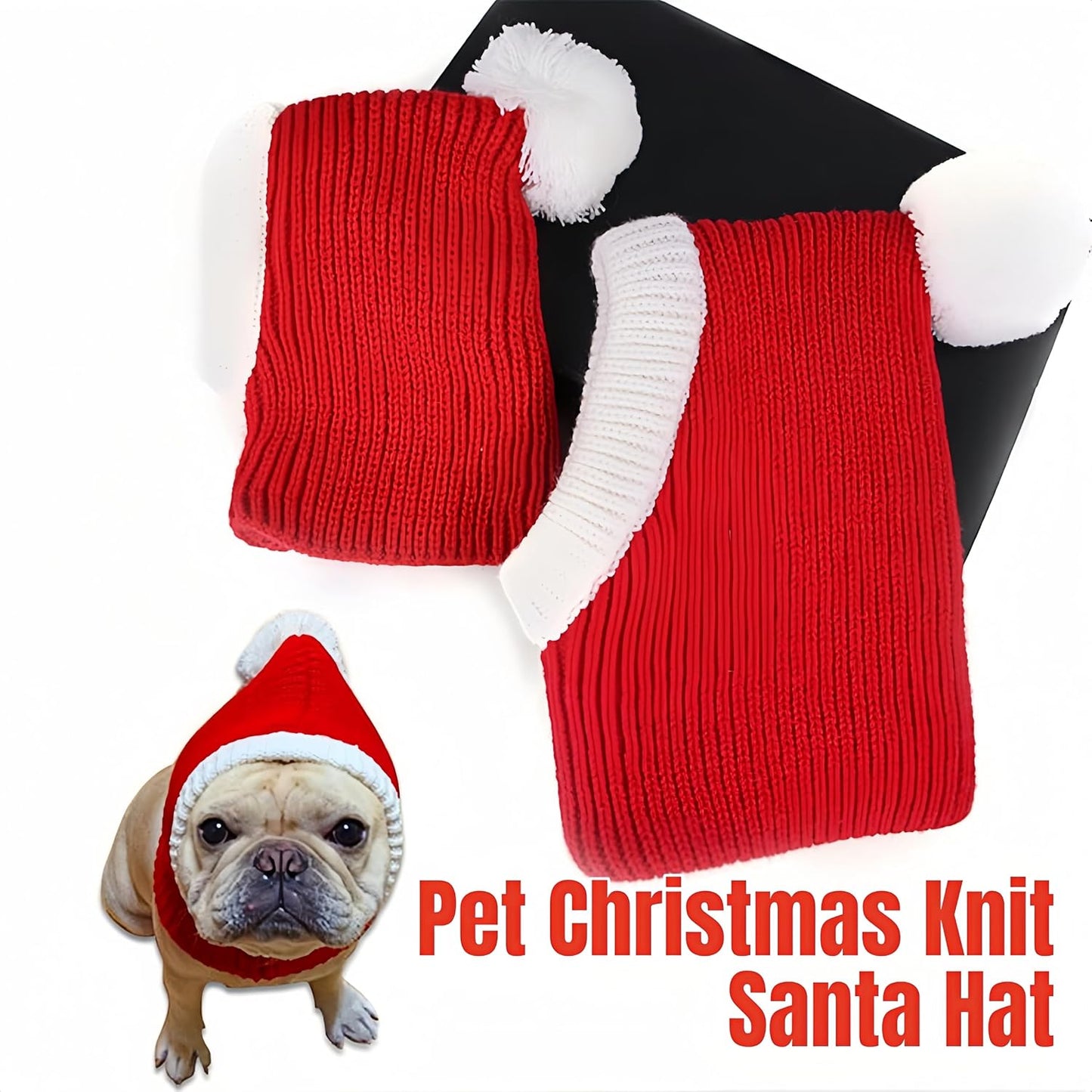 Christmas Pet Knit Hat & Neck Gaiter - Warm Winter Dog Cat Hat, Festive Santa Pets Beanie, Soft Knitted Pet Neckwear for Small Medium Large Dogs&Cats (Green, Small)