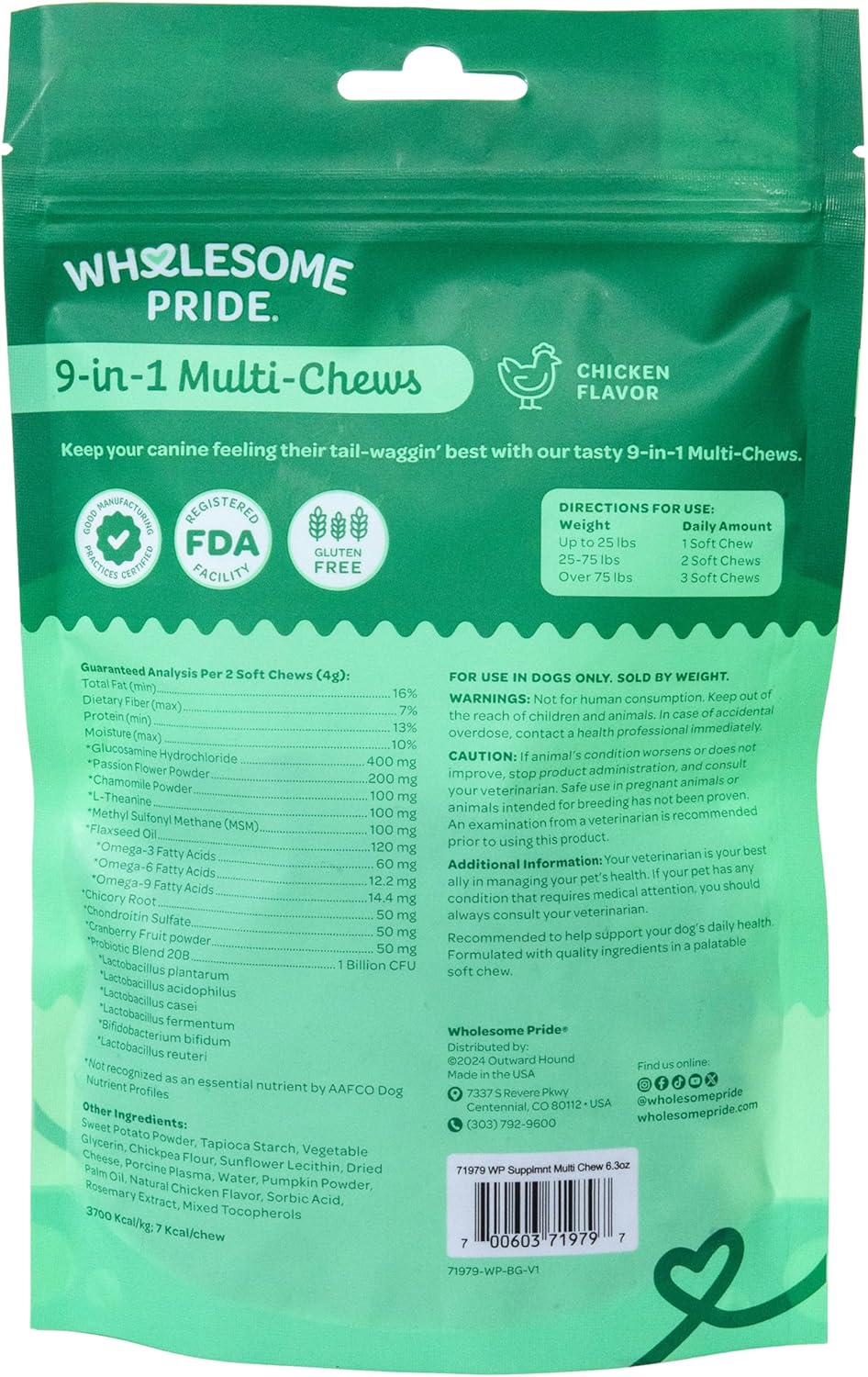 Wholesome Pride 9-in-1 Dog Multifunctional Soft Chews – Joint Pain Relief, Hip & Joint Support, Immune, Skin, Gut, Heart, Brain Health – Glucosamine, MSM, Chondroitin – 90 Chews