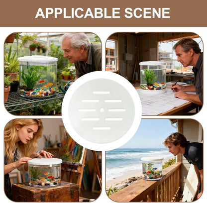 Acrylic Aquarium Anti Jumping Lid | Cuttable Round Protective Tank Canopy with Hole | Fish Turtles Anti Jumping Lid,for Turtles Reptiles Amphibians Terrarium Habitat