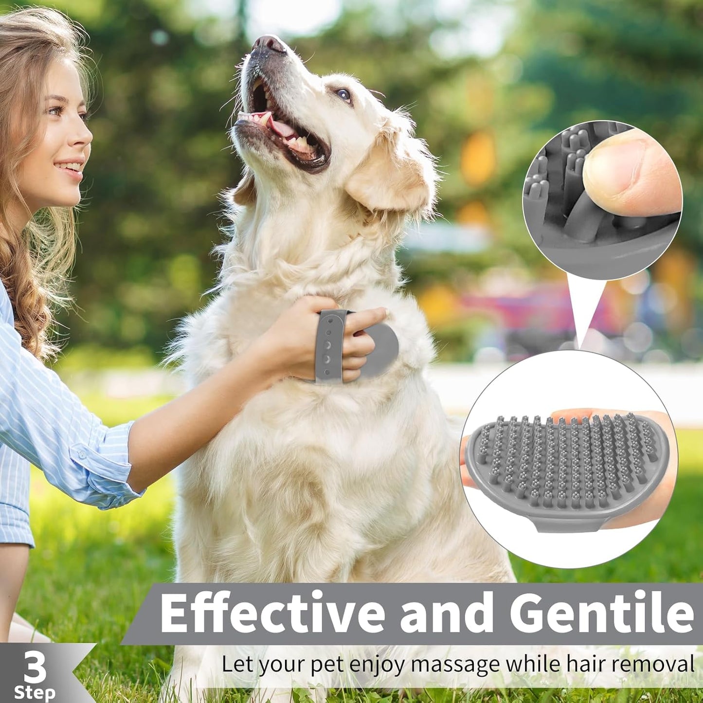 Comotech 6PCS Dog Bath Brush & Dog Toothbrush | Adjustable Handle Shampoo Brush & Scrubber for Short & Long Haired Dogs & Cats | Effectively Solve Odor & Stain Removal Problems (Gray Gray Black)