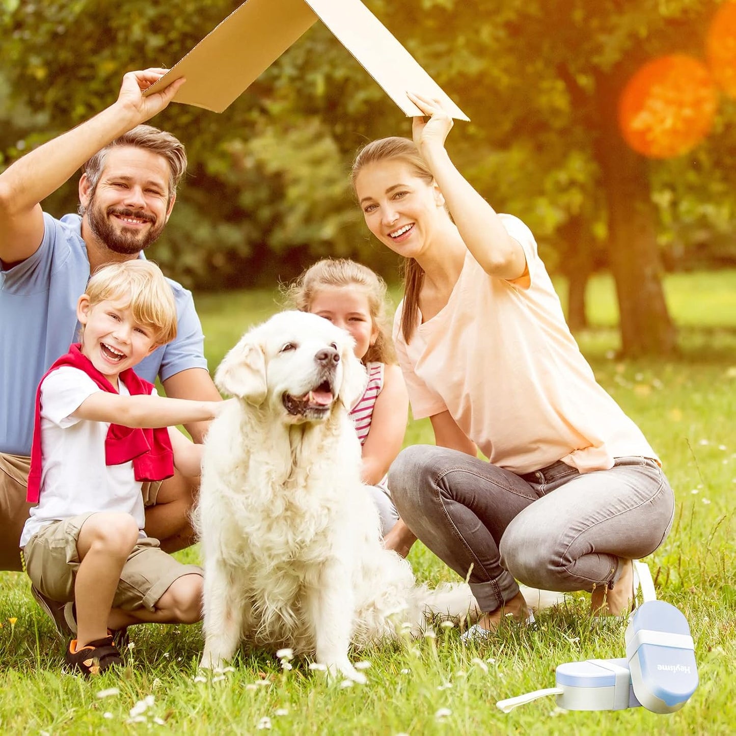 2-in-1 Dog Bowl & Water Bottle, Large Food Container for Dog Treats, Steak, Sticks, Bars - Portable Pet Dispenser for Hiking, Travel (Blue)