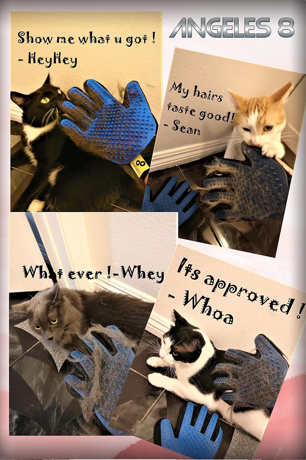 Angeles 8 Upgrade Version Pet Hair Removal Grooming Glove - Dog & Cat Brush Glove for Shedding - Pet Hair Remover Mitt - Dog & Cat with Long & Short Hair (Right Hand only)