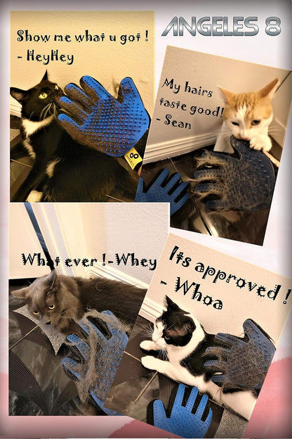 Angeles 8 Upgrade Version Pet Hair Removal Grooming Glove - Dog & Cat Brush Glove for Shedding - Pet Hair Remover Mitt - Dog & Cat with Long & Short Hair (Right Hand only)