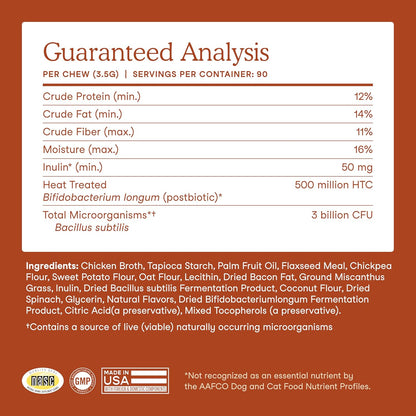Fera Pets Probiotics for Dogs with Prebiotics and Postbiotics - Full Spectrum Gut Health Support - Promotes a Balanced Gut Microbiome - Boosts Immune Health - 90 Soft Chews