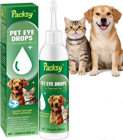 Premium Pet Eye Drops,Soothing Relief for Dogs and Cats,Tear Stain Remover,and Eye Cleanser.Safe Formula for All Breeds