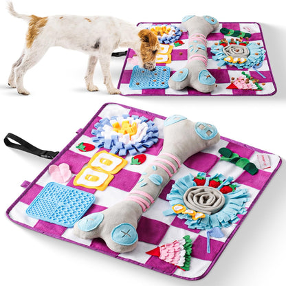 Soft Snuffle Mat for Dogs Large Breed & Lick Pad, Keeps Pets Busy, Comfortable Sniff & Enrichment Mat to Lay On, Puzzle Toy with Lots of Games, Anti-Slip & Washable, Slows Down Feeding