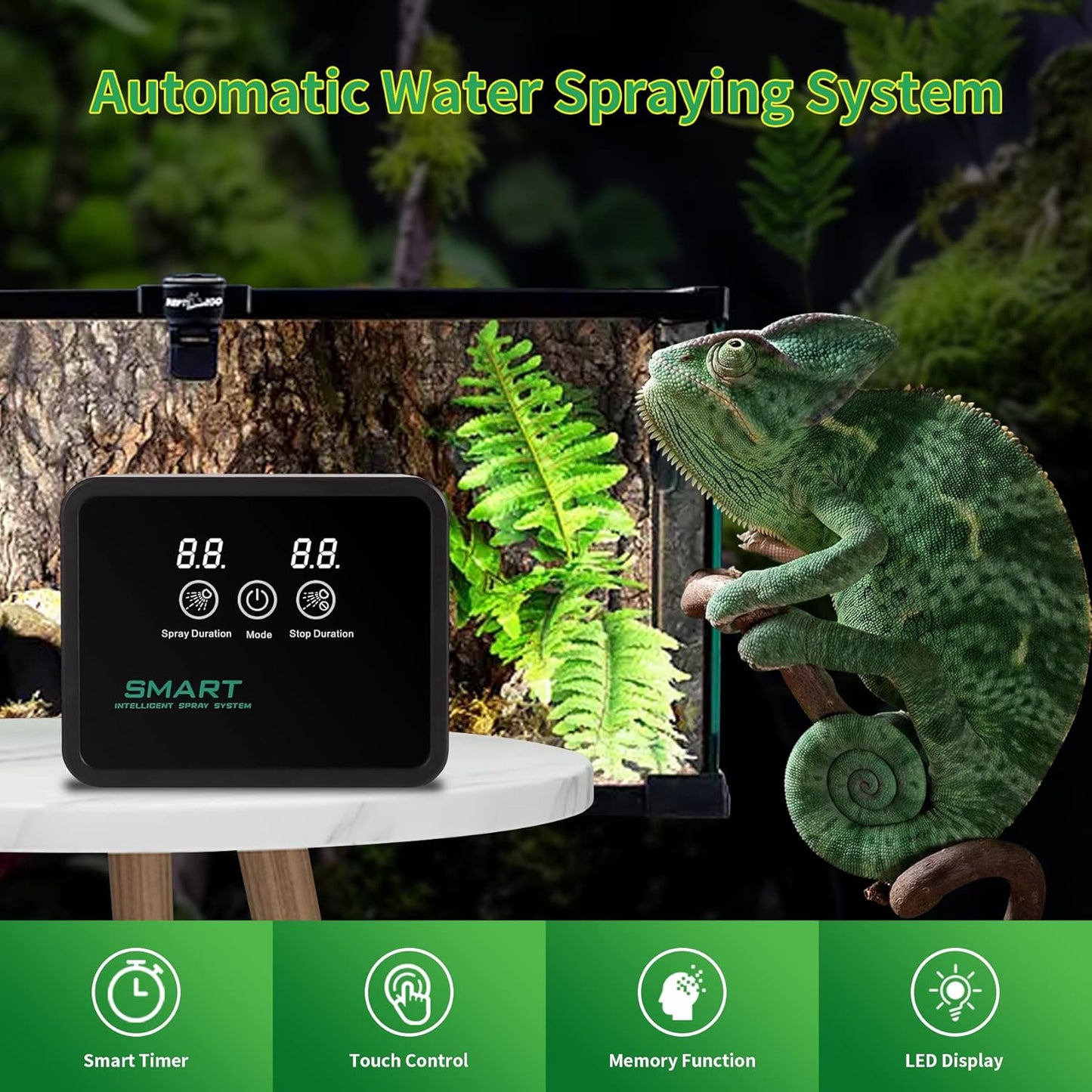 Reptile fogger Smart Spray System, Reptile Humidifiers Automatic with Timer, Reptile Mister with 360°Adjustable Misting Nozzles for Terrariums Amphibian Lizard Snake Frog Plants