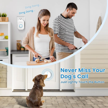 Dog Bells to Go Outside, Wireless Doggie Door Bell Operating at 1000 Feet with IP65 Waterproof Touch Button, 32 Melodies & 4 Notification Modes