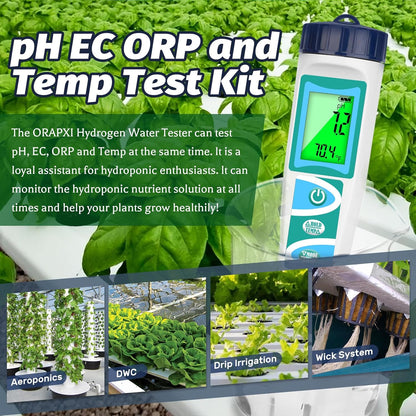 Digital Salinity Tester for Salt Water for Seawater, Aquariums, Marine Monitoring and Hydrogen Water Tester pH Meter for Drinking Water Multi-Functional pH H2 ORP TDS EC Temp Tester