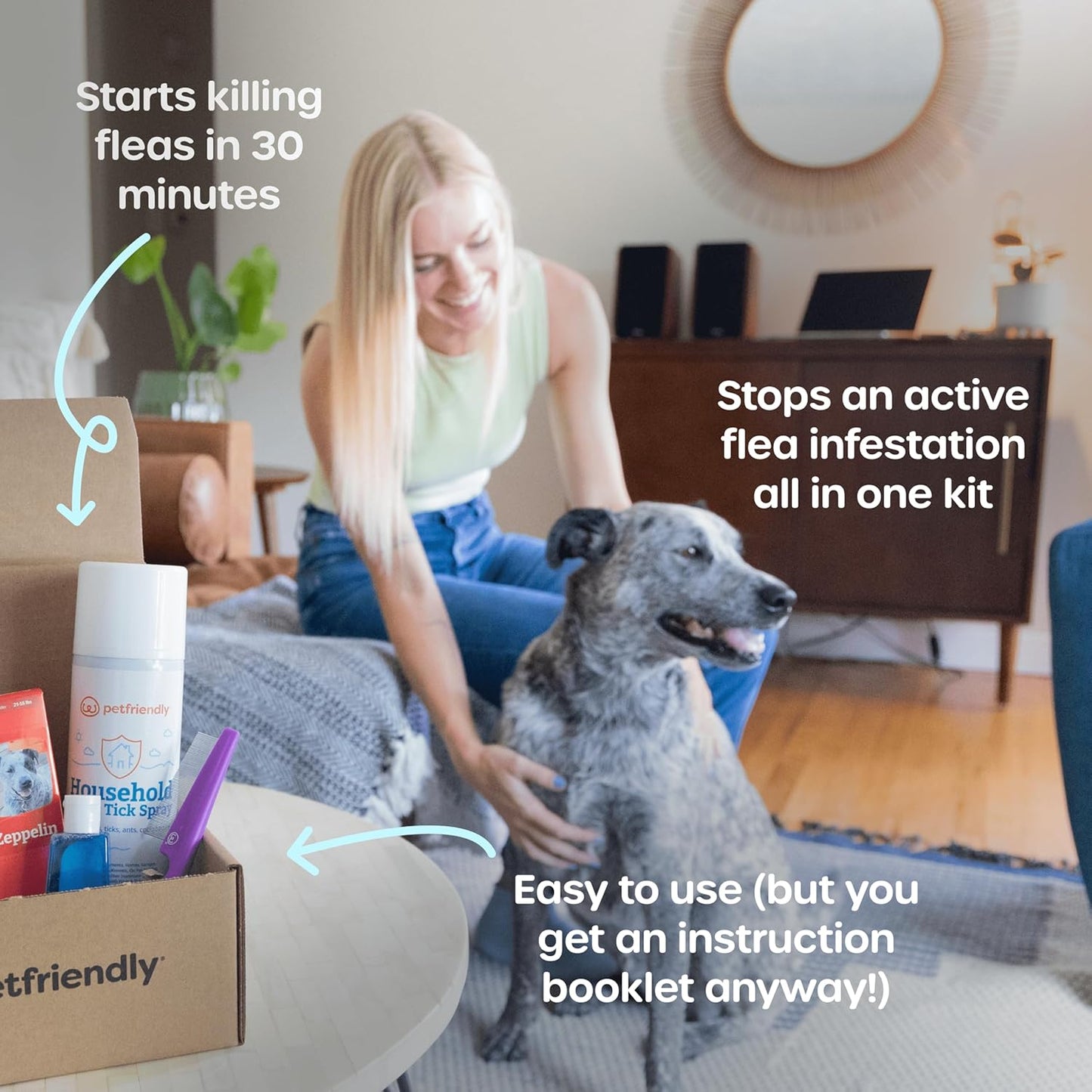 Flea Killer Kit for Dogs – Fast-Acting Flea Treatment with Oral Tablets, Topical Prevention, Flea Comb, Flea Shampoo & Home Spray – Dog Flea & Tick Control for Small & Large Dogs (4-10 lb Dog)