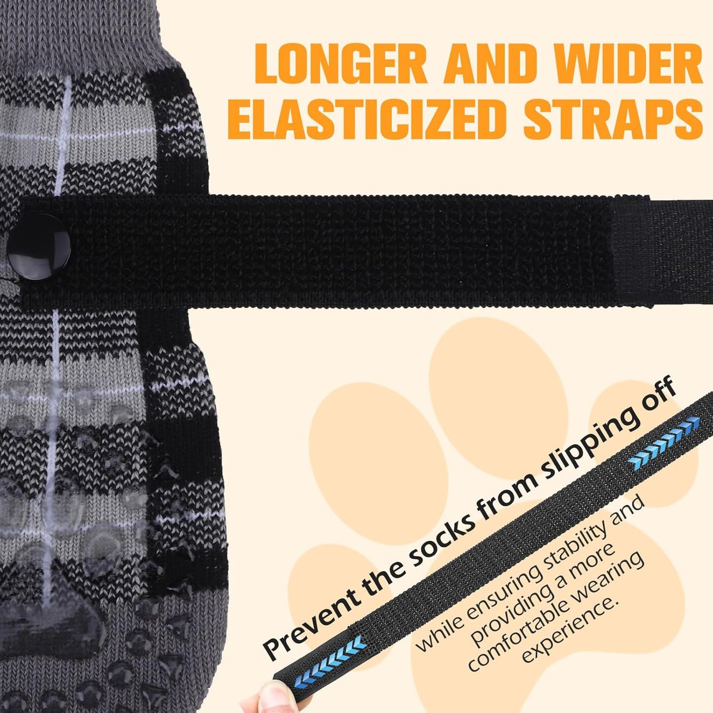 EXPAWLORER Dog Socks for Hardwood Floors, Dog Shoes for Winter, Dog Booties for Cold Pavement to Prevent Licking, Paw Protectors Strong Traction Control for Small Medium Large Dogs,Black L