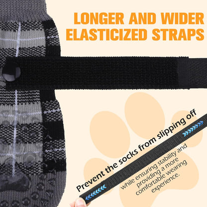 EXPAWLORER Dog Socks for Hardwood Floors, Dog Shoes for Winter, Dog Booties for Cold Pavement to Prevent Licking, Paw Protectors Strong Traction Control for Small Medium Large Dogs,Black L