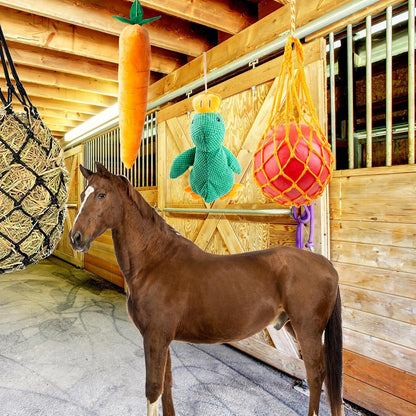 Horse Toys for Horses 5 PCS Set, Goats Enrichment Toys, Including Hay Net, Hay Ball, Toy Ball, Squeaky Duck, Plush Carrot Toy with Hanging Ropes for Goat,Sheep to Play with, Relieve Stress