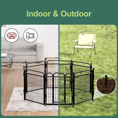 Gardner Pet Dog Playpens, 24" H 8 Panels Dog Pen Outdoor/Indoor Dog Fence Exercise Pen for Small/Medium Dogs, Foldable Pet Play Yard Gate with Gravity Automatic Lock, Pet Playpen, Black