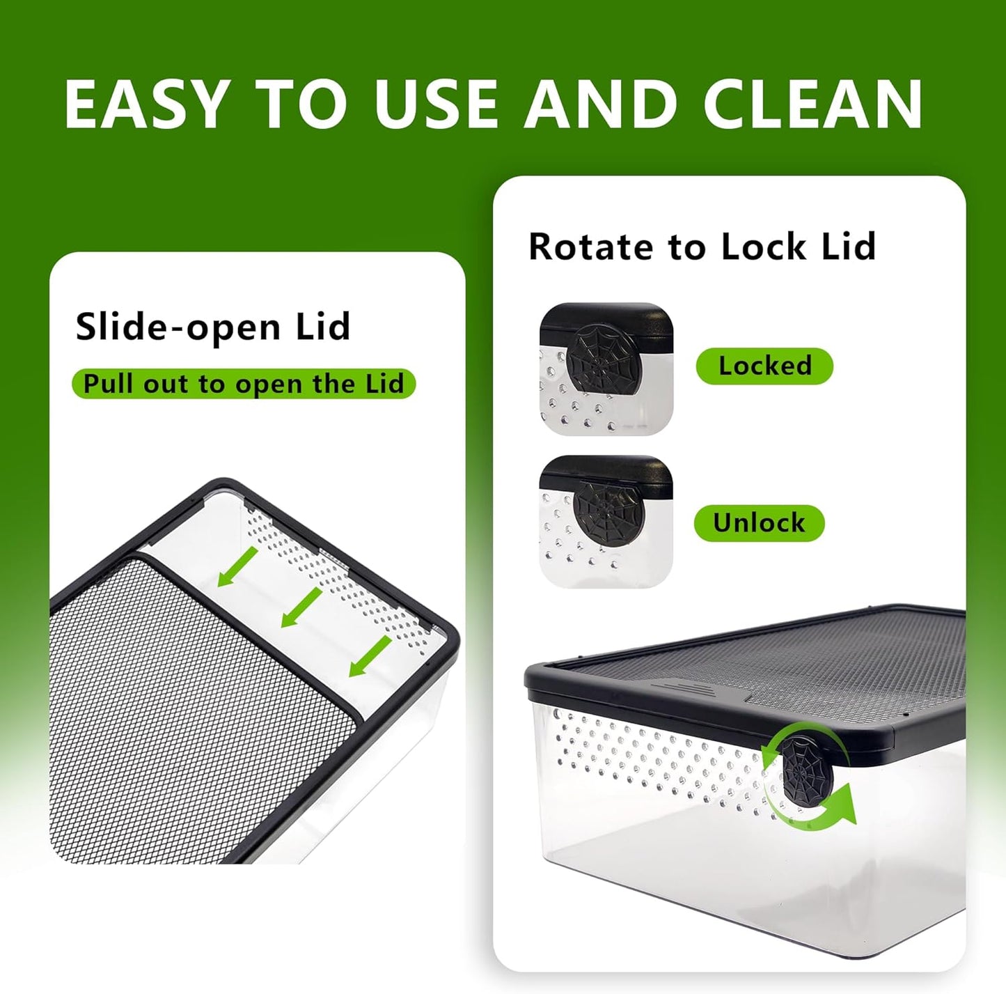 PC Small Reptile Terrarium, Tarantulas Enclosure, 12.6"x8.7"x3.9" for Geckos, Insect, Hermit Crab, Praying Mantis, Mini Terrarium Box