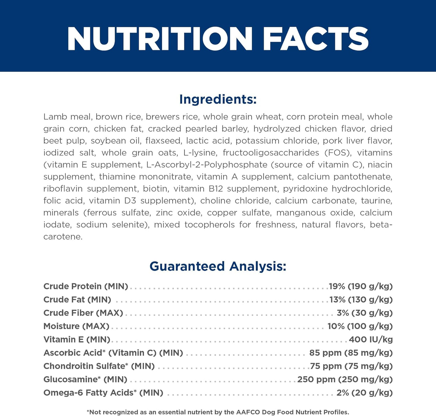 Hill's Science Diet Large Breed Adult Dry Dog Food 1-5, Quality Protein for Joint Support & Lean Muscles, Lamb & Brown Rice Recipe, 33 lb. Bag