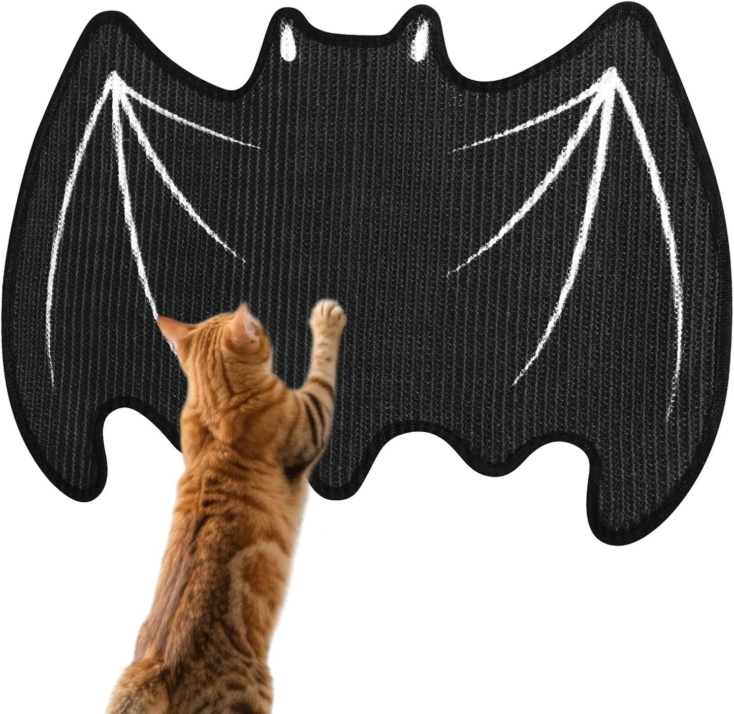 Gothic Self-Adhesive Cat Scratch Furniture Protector Mat, Trimmable Sisal Wall Corner Cat Scratcher Pad for Gothic Christmas Sofa Couch Indoor Activity Play(Bat)